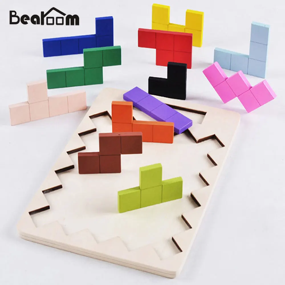 Bearoom обучающий пазл игрушки геометрическая форма деревянная 3d игра-головоломка