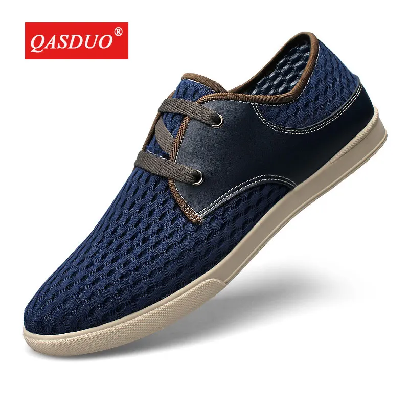 QASDUO Men outdoor mesh shoes casual lace up comfortable Breathable summer walking Large Size light weight Sneakers | Обувь