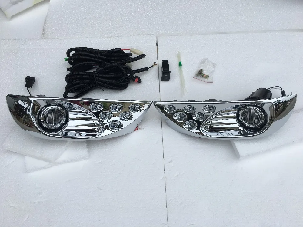 Chrome LED Front Fog Lamp Light For Toyota Land Cruiser Prado 120 FJ120 2003 2004 2005 2006 2007 2008 2009 Accessories