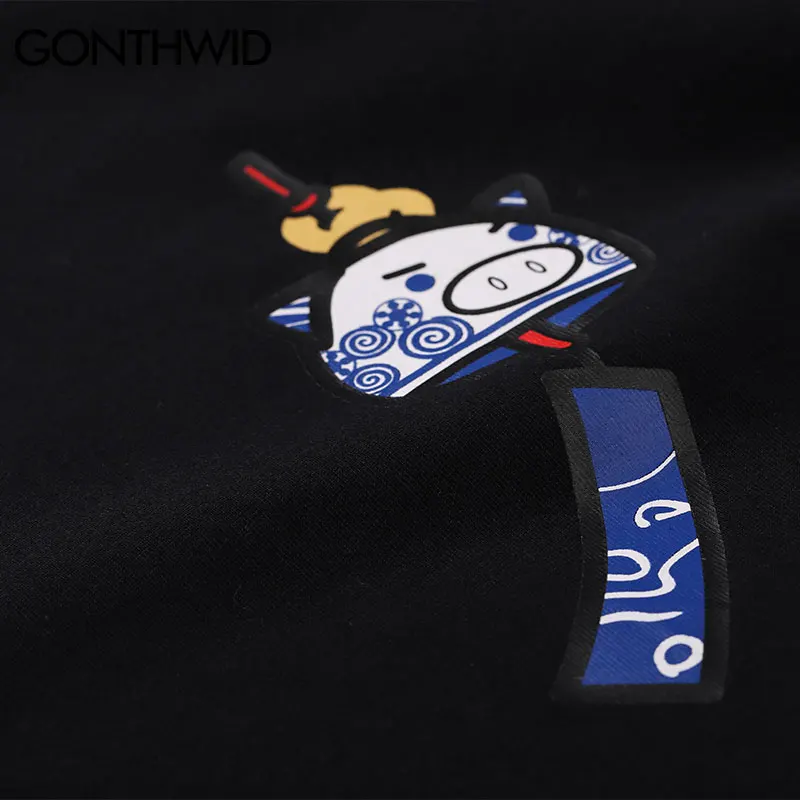 GONTHWID японские колокольчики счастливые футболки 2019 мужские хип хоп Повседневная