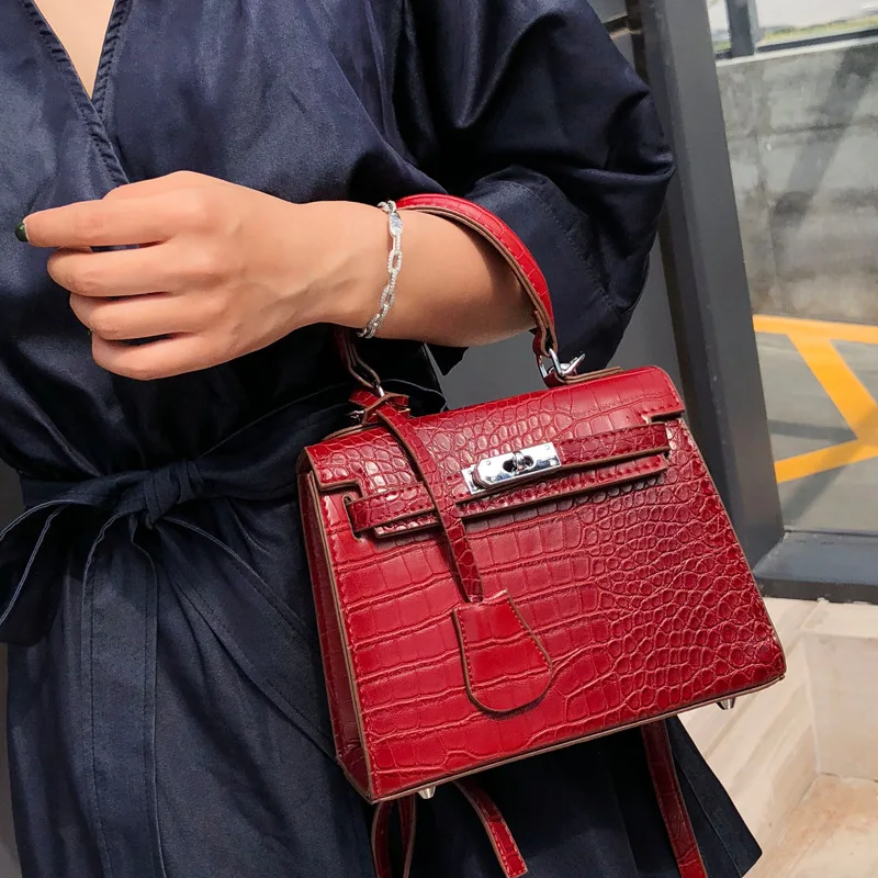 Крокодил сумочку для Для женщин модные сумки на ремне Satchels новые маленькие Сумки
