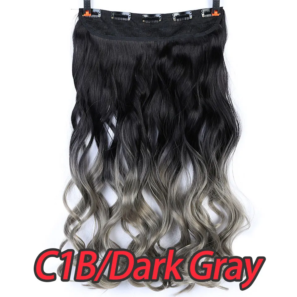 C1B.Dark Gray Pageup 24 дюйма длинные Размеры волнистые 5 зажимов зажимы для наращивания волос высокотемпературное волокно различных цветов синтетические накладные волосы - Цвет: C1B.Dark Gray