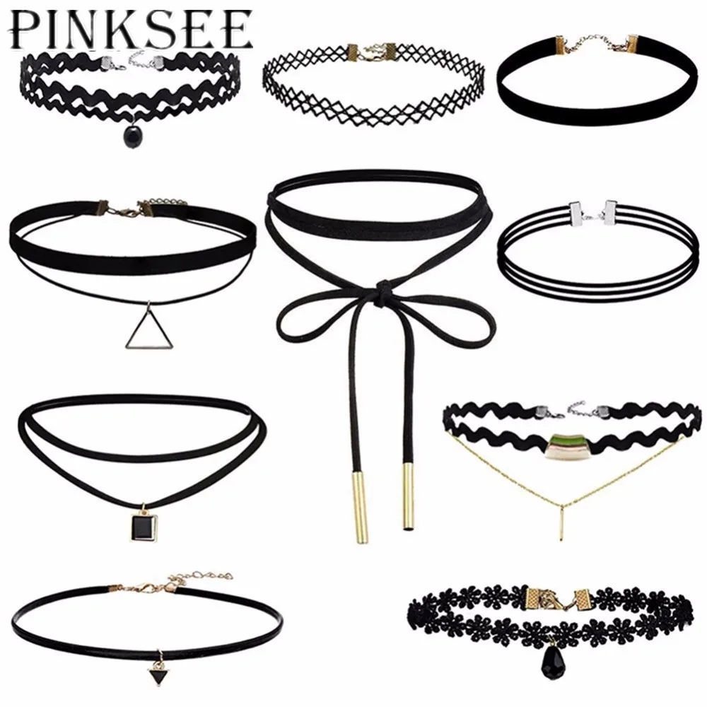 PINKSEE хит продаж черный классический Бархатный чокер ожерелье для лучших друзей