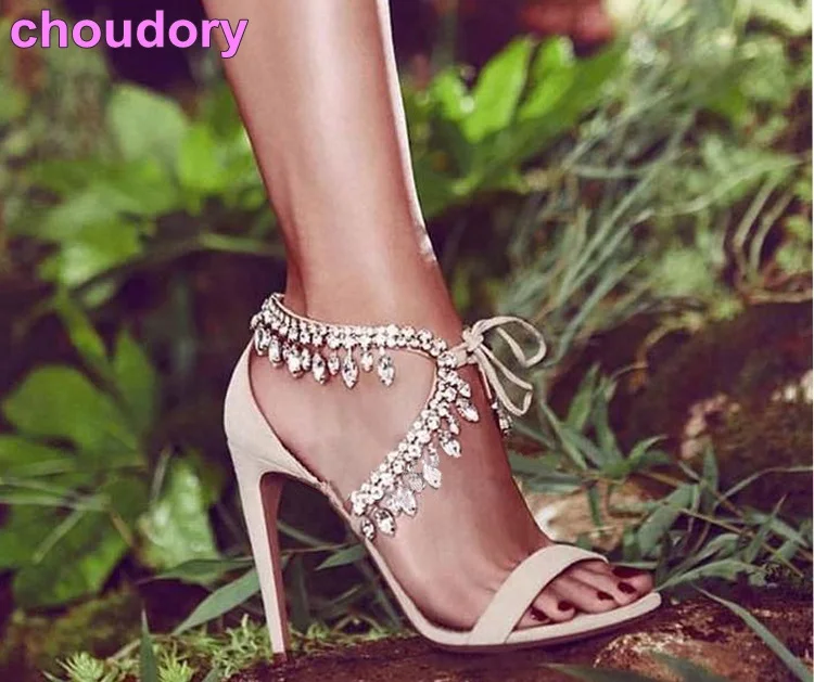 Великолепные сандалии со стразами для девочек Модельные туфли на ремешке с
