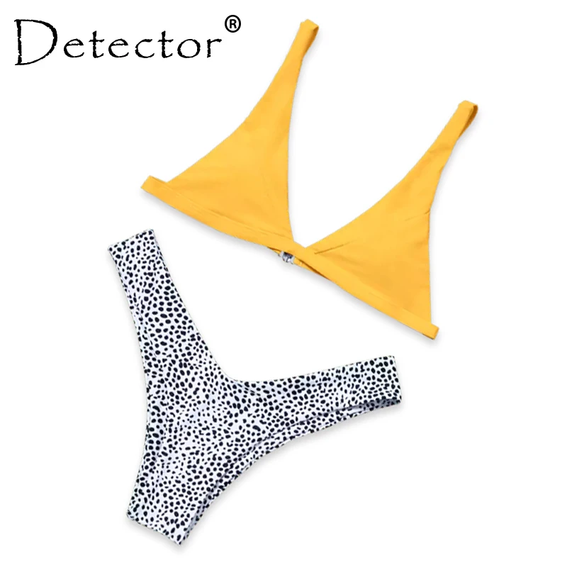 Детектор женские пикантные треугольник мини бикини Купальники Холтер Leopard