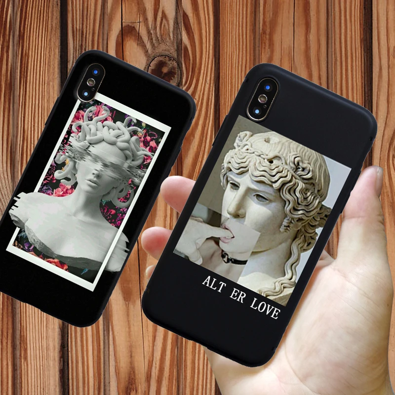 For iphone 11 PRO case Fashion plaster statue funny painting soft silicone phone cover for Apple iPhone 5 SE 6 7 8 Plus XS R MAX |