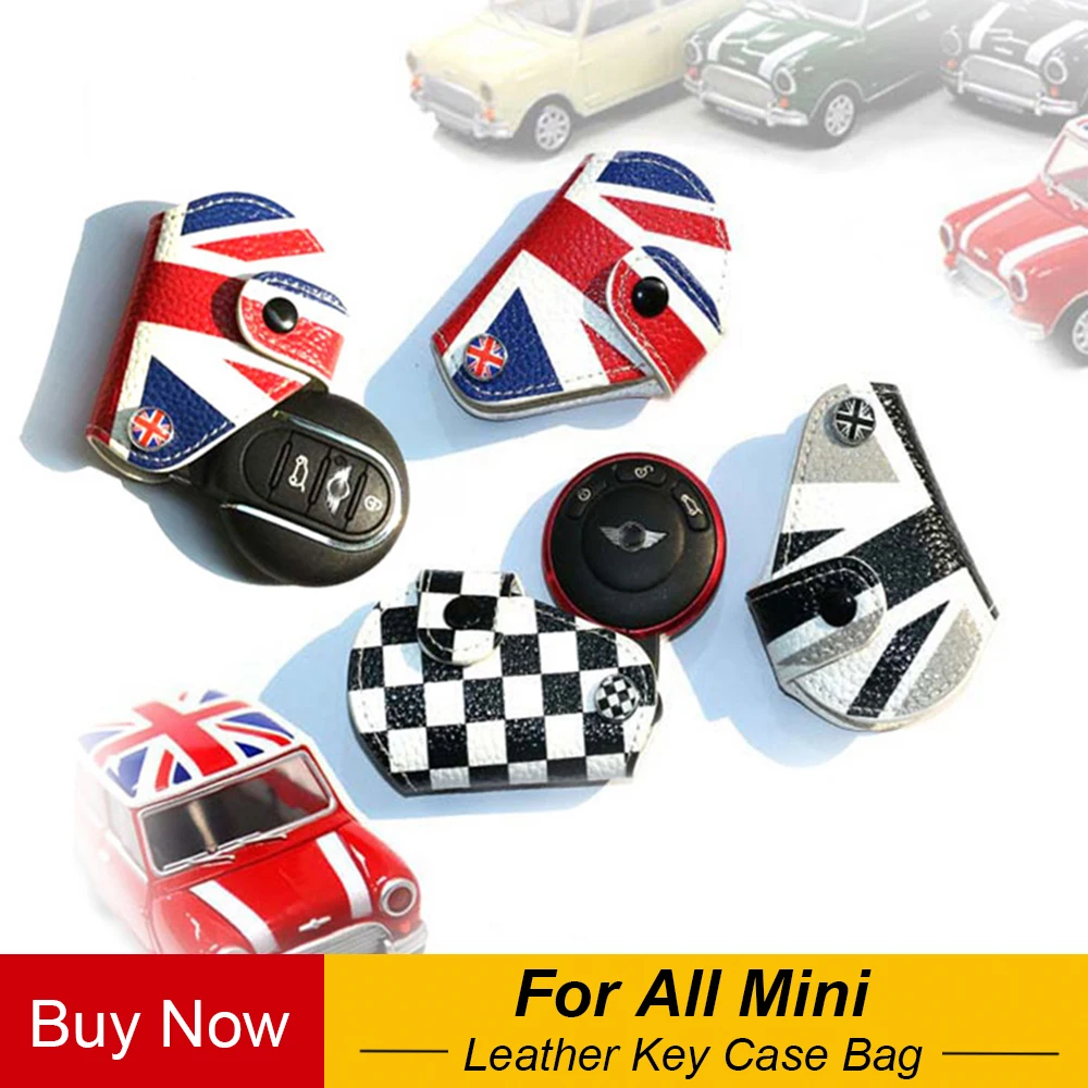 

Leather Union Jack Fob Key Case Bag Cover Holder For Mini Cooper Countryman Clubman R55 R56 F55 F56 F60 Car Styling Accessories