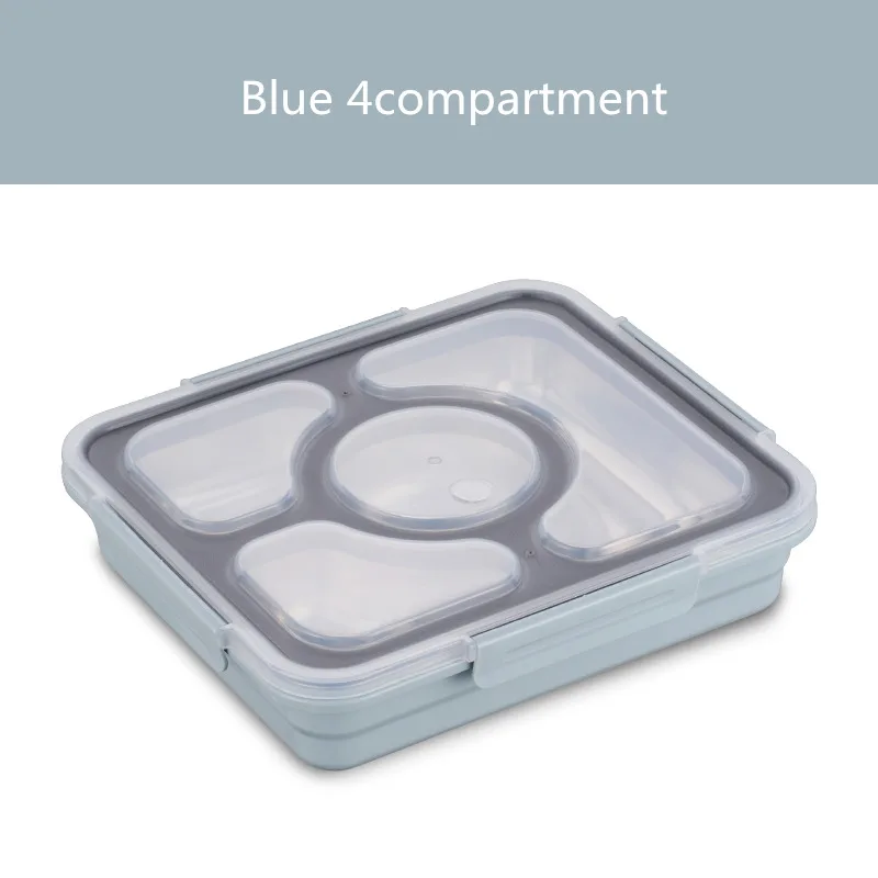 Baispo Leakproof Lunch Box Thermal Bento Box with Tableware Food Container with Compartments For Students Office Worker - Цвет: Blue 4compartment