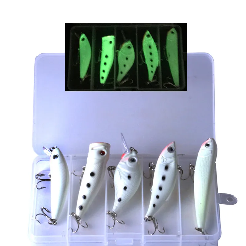 Световая приманка для рыбалки Kit 5 шт./компл. VIB Поппер Кривошип Minnow Lure|Наживки