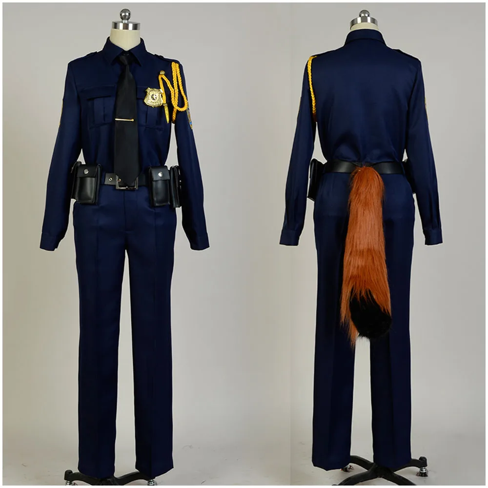 Аниме Косплей Костюм лиса Ник Униформа включая значок мешок ремень пальто шляпа