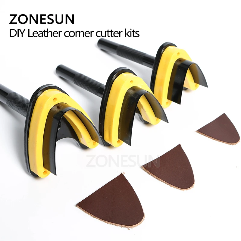 ZONESUN DIY Набор кожаных угловых резцов ручной ремень круглый режущий перфоратор