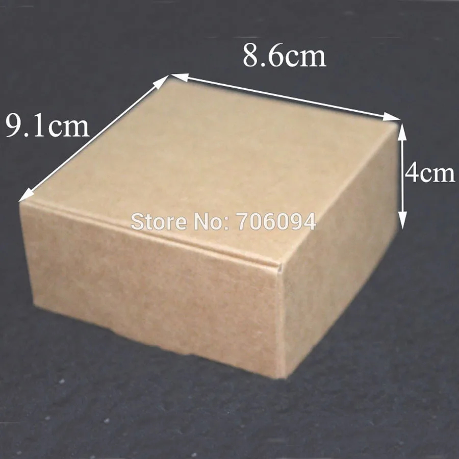 9.1*8.6*4CM,100pcs/lot, Free Shipping Jewerly kraft paper box Brown kraft handmade gift boxes,custom box logo kraft paper box