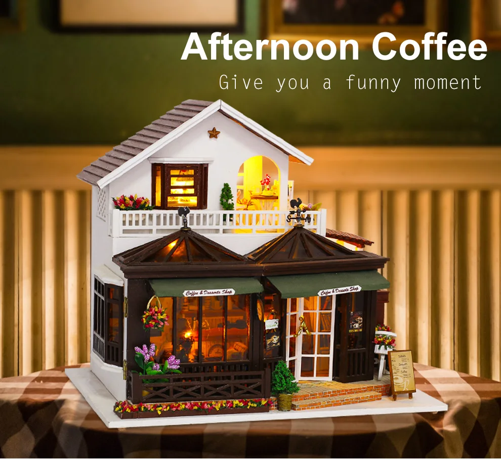 CUTEBEE DIY кукольный домик деревянные кукольные домики Миниатюрный Кукольный дом набор мебели Каса музыка светодиодные игрушки для детей подарок на день рождения K18