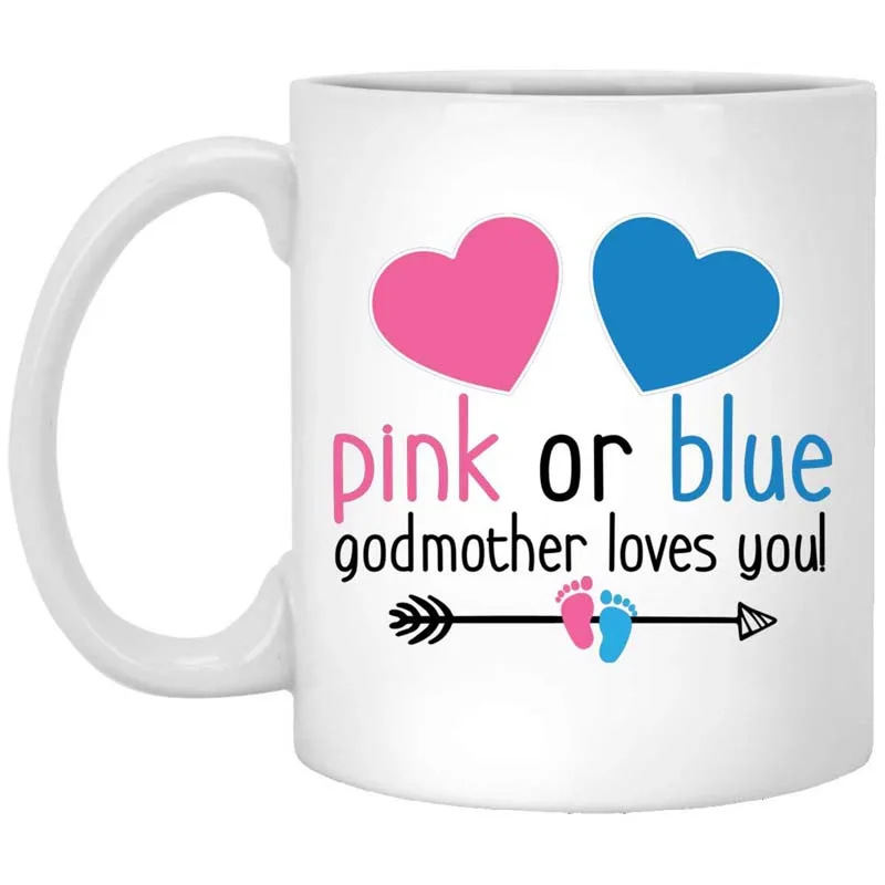 Розовая или синяя крестная кофейная кружка с надписью Love You Baby Shower подарок для