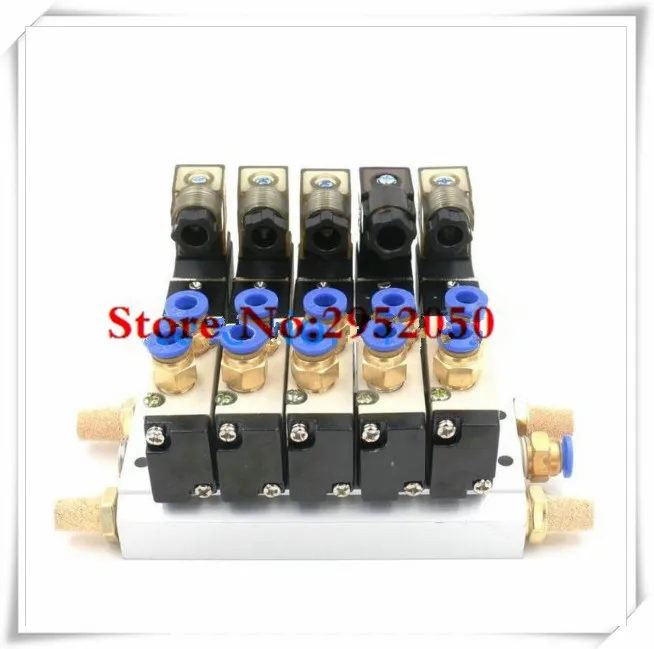 Airtac 5 Way 4V110-06 со светодиодным индикатором Quintuple электромагнитные СОЛЕНОИДНЫЕ
