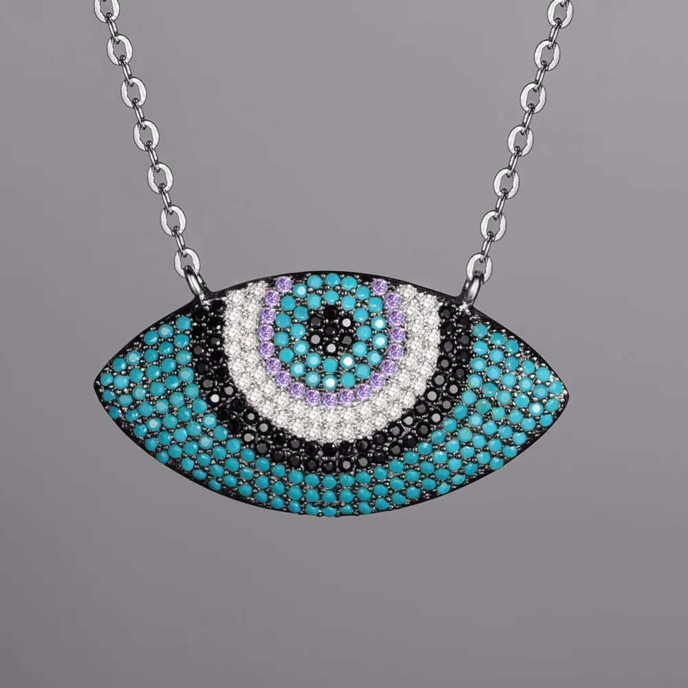 KIVN Fashion Jewelry Turkish Blue eye CZ Cubic Zirconia Womens Girls Bridal Wedding Pendants Necklaces Birthday Christmas Gifts | Украшения