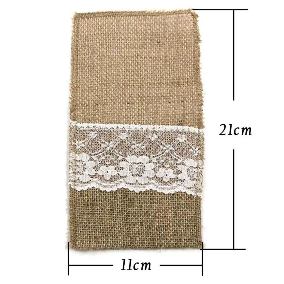 Винтажная 4 &quotx 8&quot гессианская Мешковина с кружевами свадебная посуда мешочек