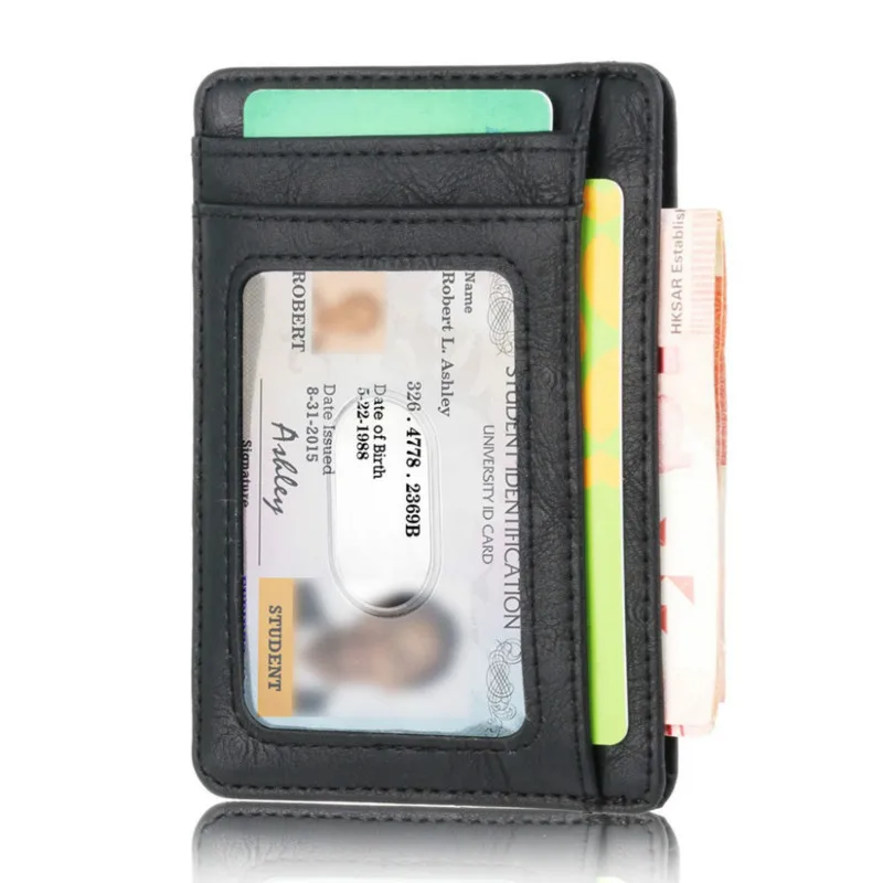 Тонкий кожаный кошелек с блокировкой RFID держатель для кредитных карт чехол денег