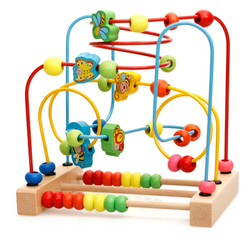 

Kids Wooden Math Toy Counting Circles Bead Abacus Wire Maze Roller Coaster Montessori Educational for Children