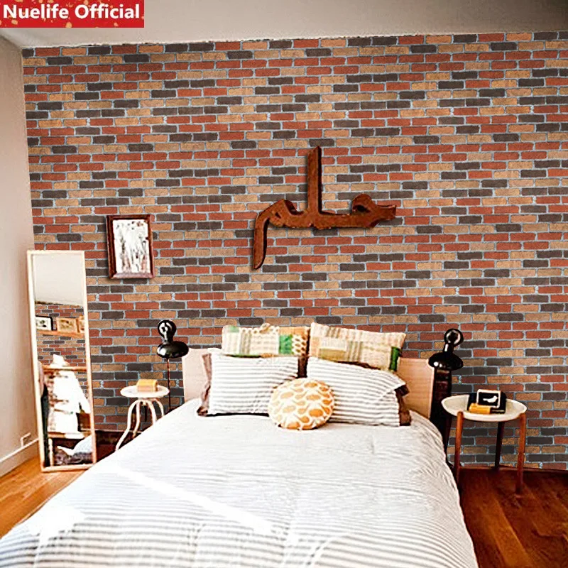 

Retro red brick pattern Pvc self-adhesive wallpaper living room bedroom shop restaurant dormitory waterproof wall stickers