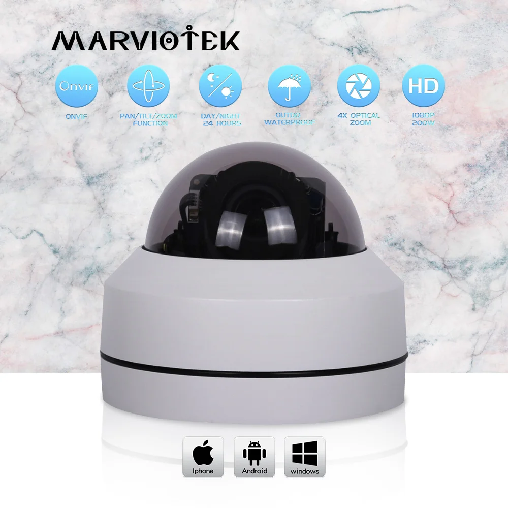 5MP 4X оптический зум PTZ ip-камера наружного ночного видения Мини купольная камера HD