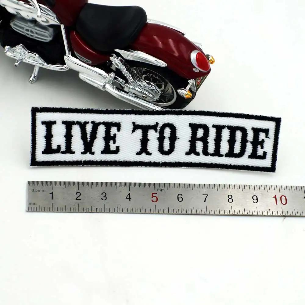 LIVE TO RIDE Именные Бирки вышитая аппликация, этикетка для шитья панк байкерские нашивки наклейки для одежды аксессуары для одежды значок