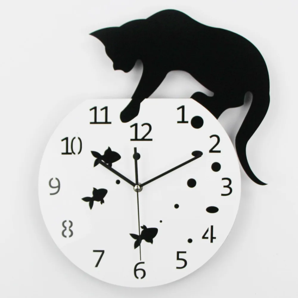 

Cute Cat Lovely Design Wall Clocks 2019 New DIY Acrylic Quartz Clock Needles Wall Clock Home Decoration Relogio De Parede