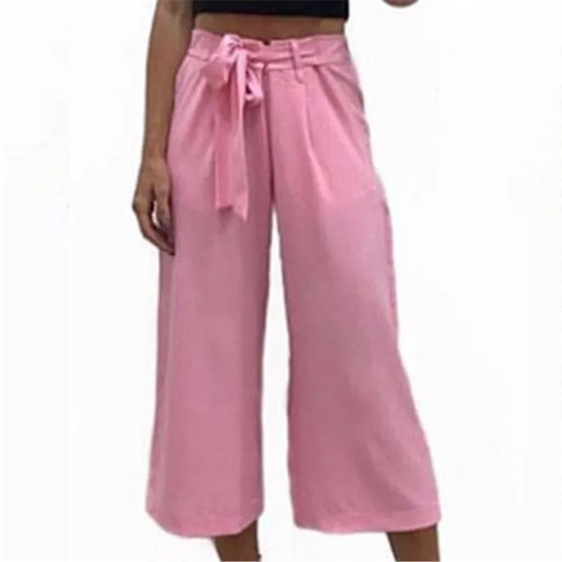 

Fashion Women High Waisted Chiffon OL Harem Pants 2018 New Ladies Elastic Waist Pure Color Casual Loose Trousers Long Work Pants