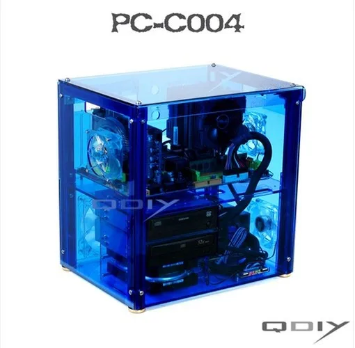QDIY PC C004 полный прозрачный акриловый персональный с водяным охлаждением чехол для