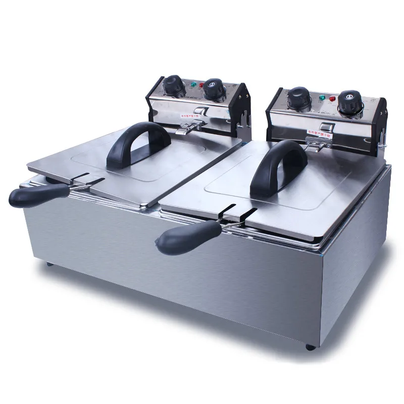 

Electric Deep Fryers Double cylinder double screen electric frying pan fryer with time 6 L