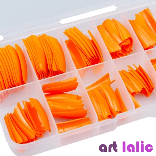 Orange Artlalic 100 шт Французский стиль накладные ногти советы с чехлом хорошо крышка накладные декоративные ногти наконечник искусственный маникюр салон коробка - Цвет: Orange