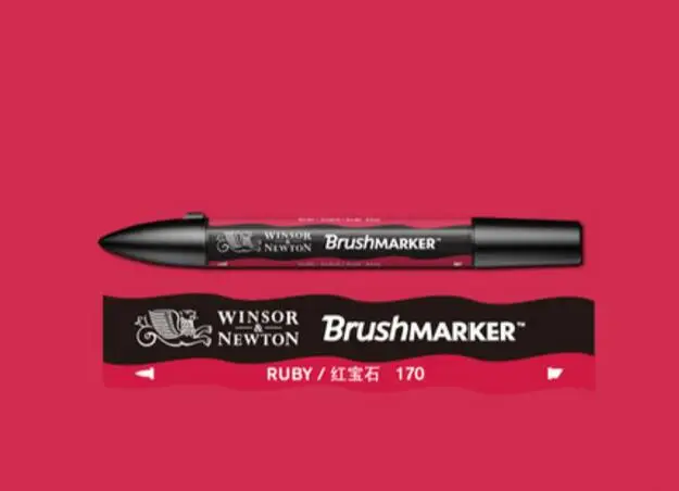 Winsor& Newton кисть Маркер ручки краски на спиртовой основе быстро сохнет красный желтый оранжевый коричневый тон - Цвет: Ruby