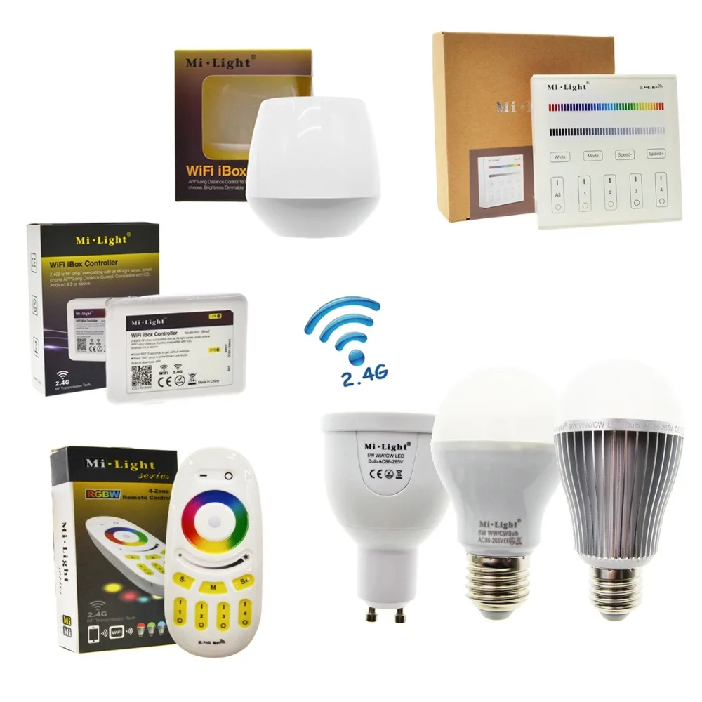 Mi Light RGBWW светодиодная лампочка AC86 265V GU10 5 Вт/E27 6 Вт 9 RGBW / RGBCW умное освещение с