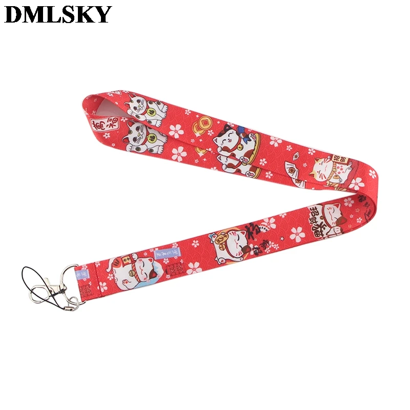 DMLSKY Fortune cat Забавный шнурок для телефона брелок ключей значок ID Мобильный телефон