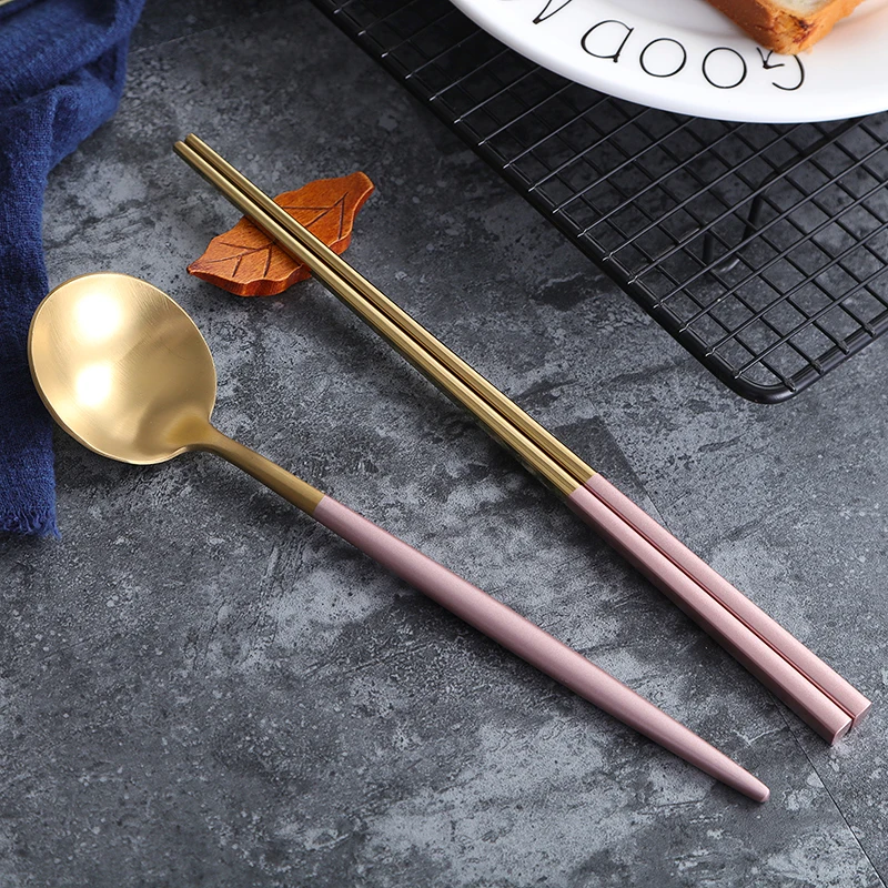 2 набора металлические палочки для суши из нержавеющей стали 304 Корейская ложка