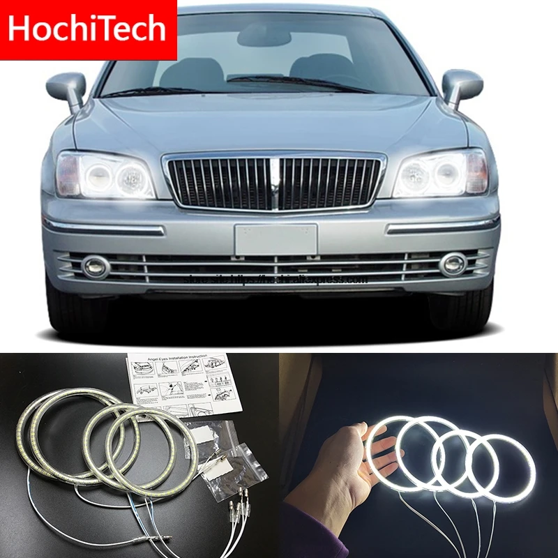 

HochiTech for Hyundai Grandeur 1998-05 Ultra bright SMD white LED angel eyes 2600LM 12V halo ring kit daytime running light DRL