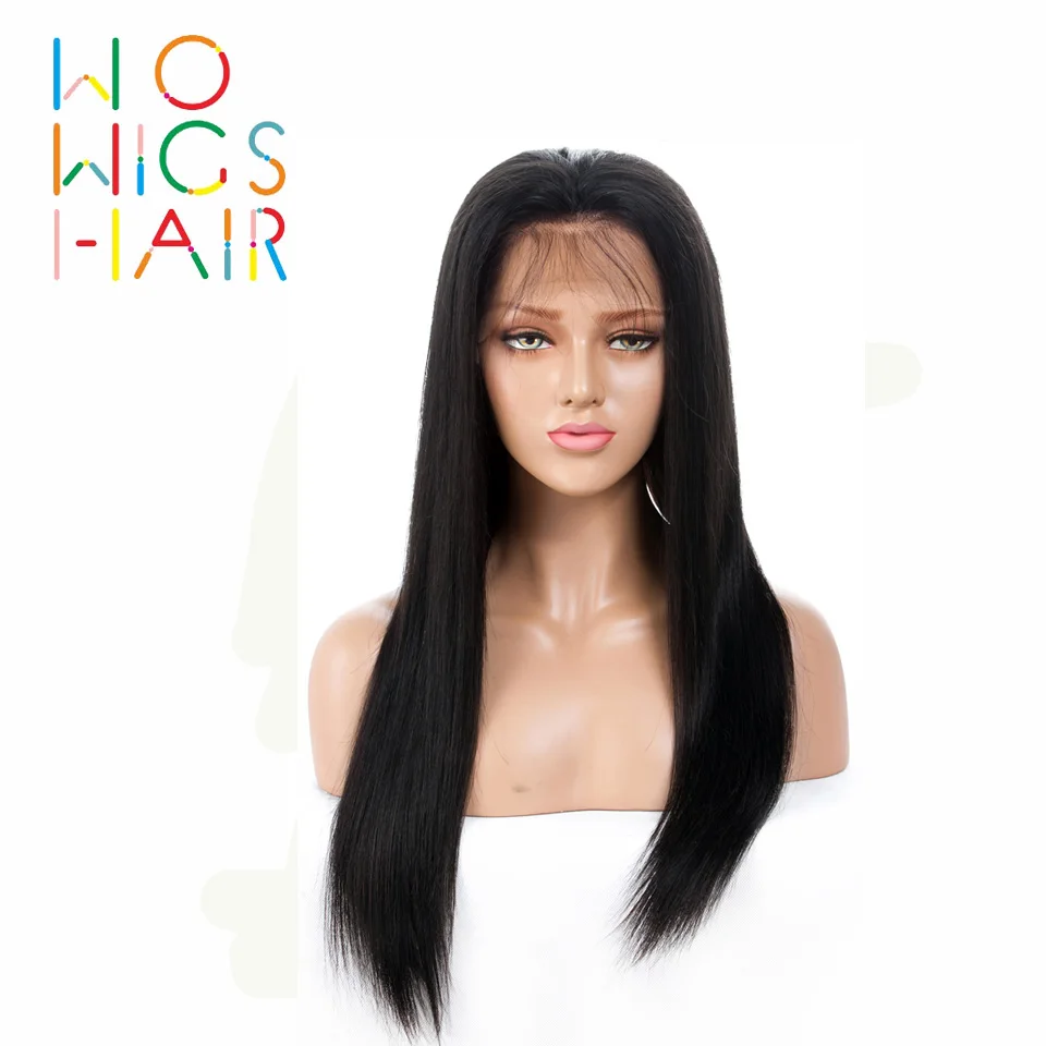 Волосы WoWigs передние парики на сетке прямые волосы Remy 100% Детские безклеевые