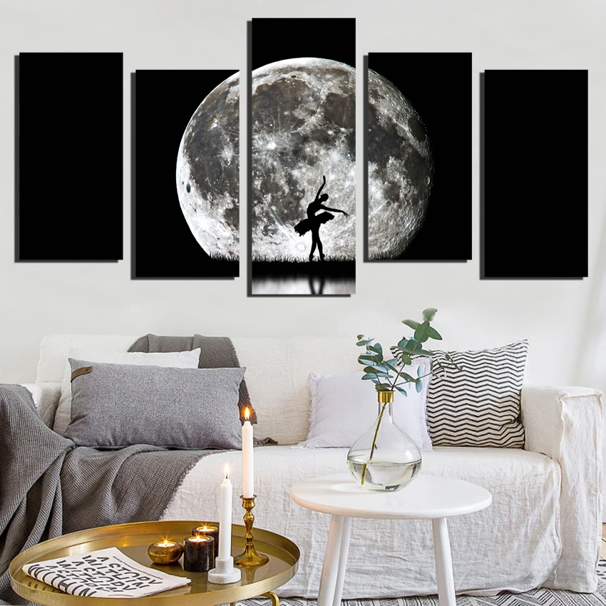 Без рамки 5 шт. картина маслом на холсте с принтом балет прыжки под луной