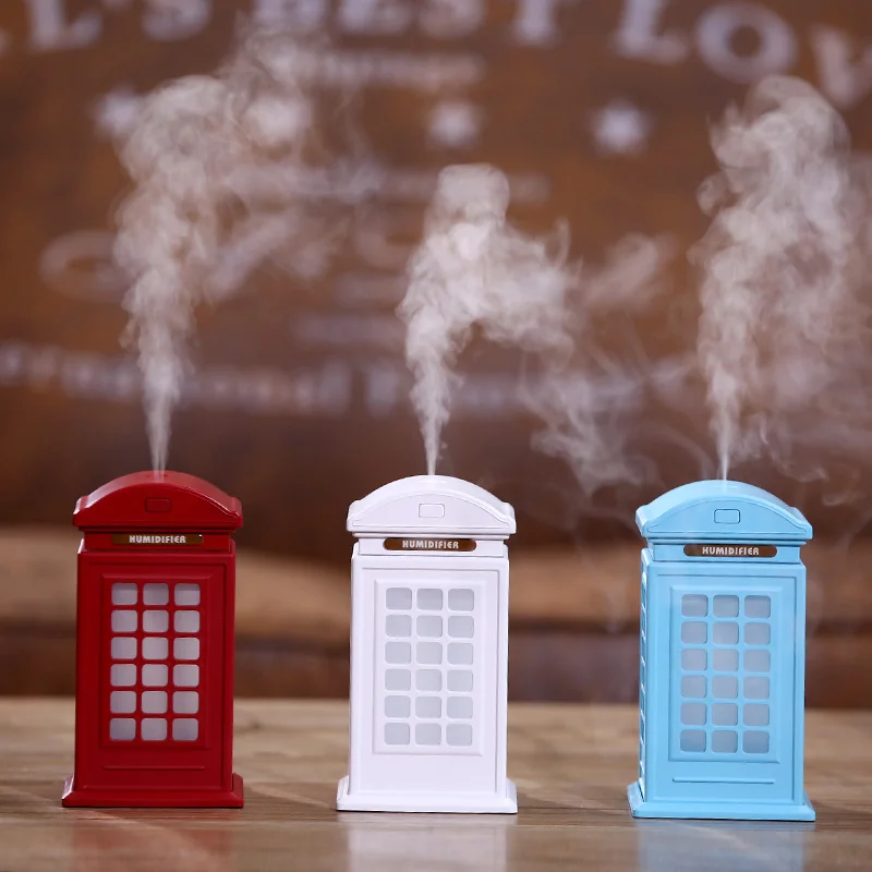 USB Telephone Booth Humidifier LED Night Light Ultrasonic Air Humidifiers Mist Maker Diffuser 300ml Mini Household Purifier | Бытовая