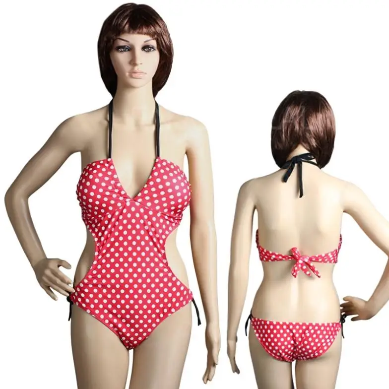Nice Fashion Women Sexy Red Color White Dots One-Piece Swimwear Swimsuit |