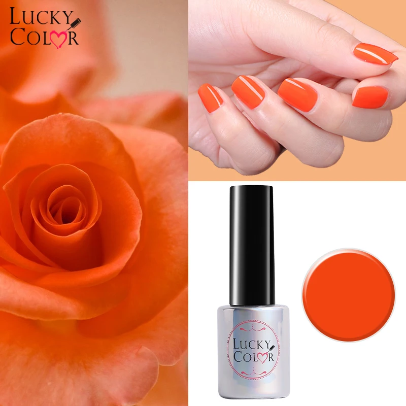 Лак для ногтей Lucky Color оранжевый Гель лак долговечный УФ светодиод 10 мл/флакон 12