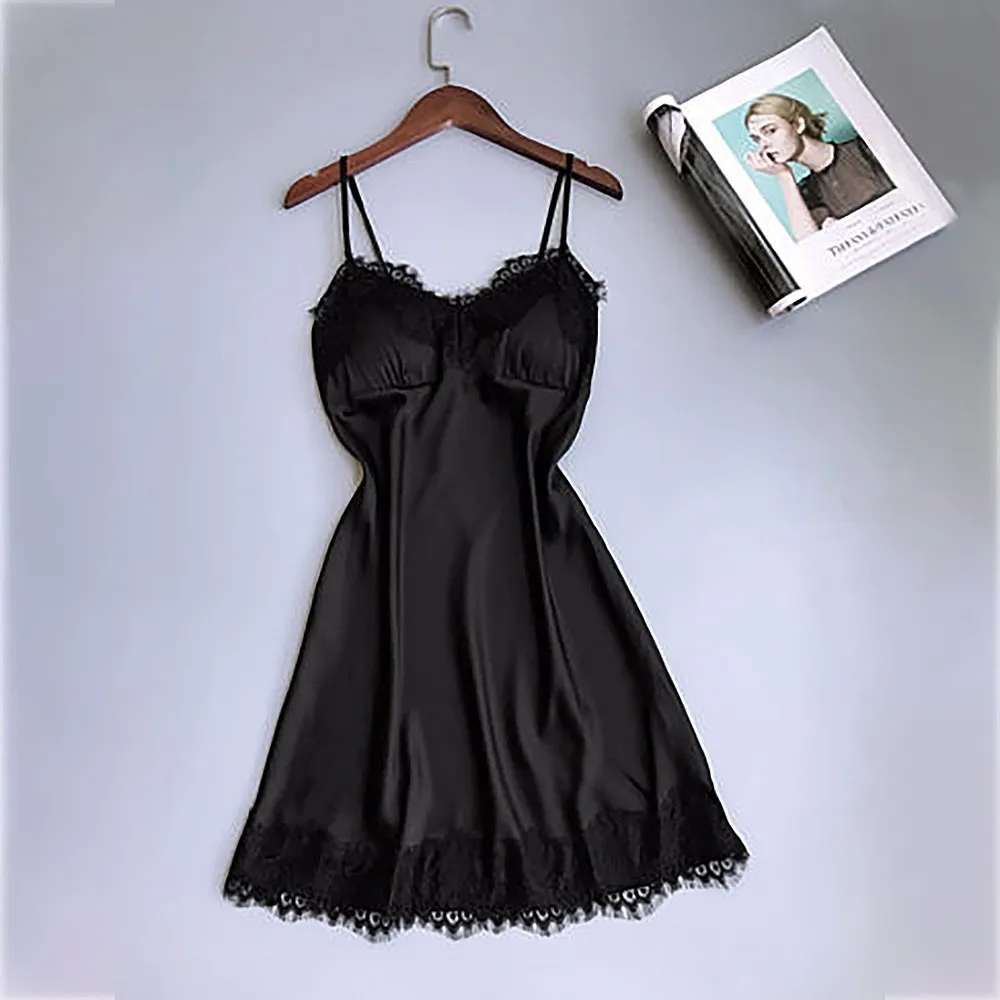 Шелковое кружевное нижнее белье Babydoll ночное для женщин ночная рубашка