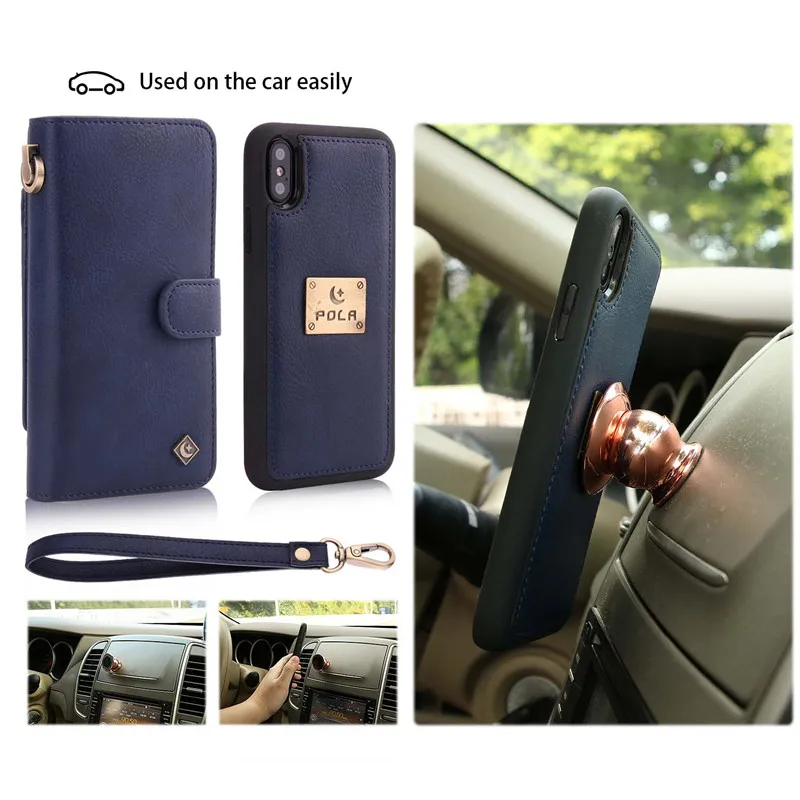 

for iphone xs max case iphone 8 plus cover xr Large Capacity Luxury Leather Clutch Wallet Card Holder Organizer Ladies Purse ip7