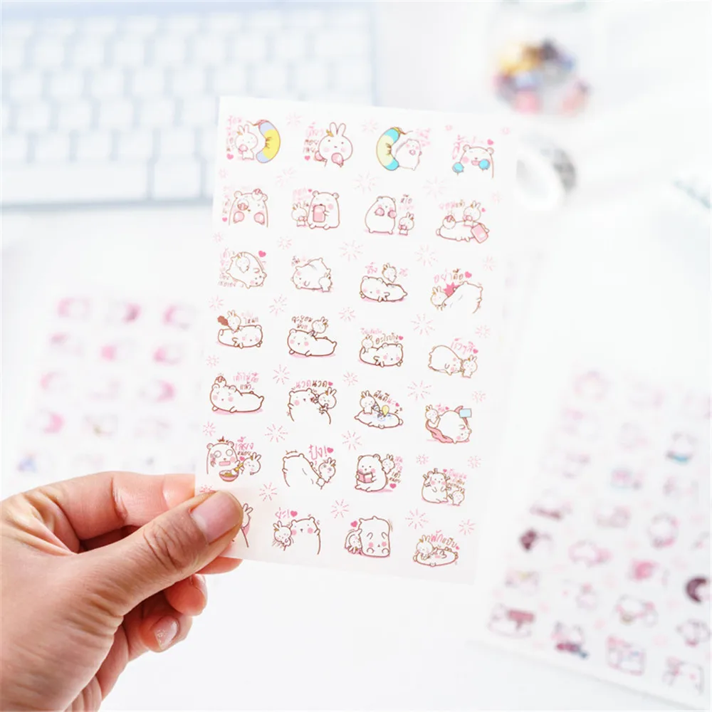 6 шт./компл. Kawaii мультфильм милый медведь в любви наклейки Канцтовары DIY