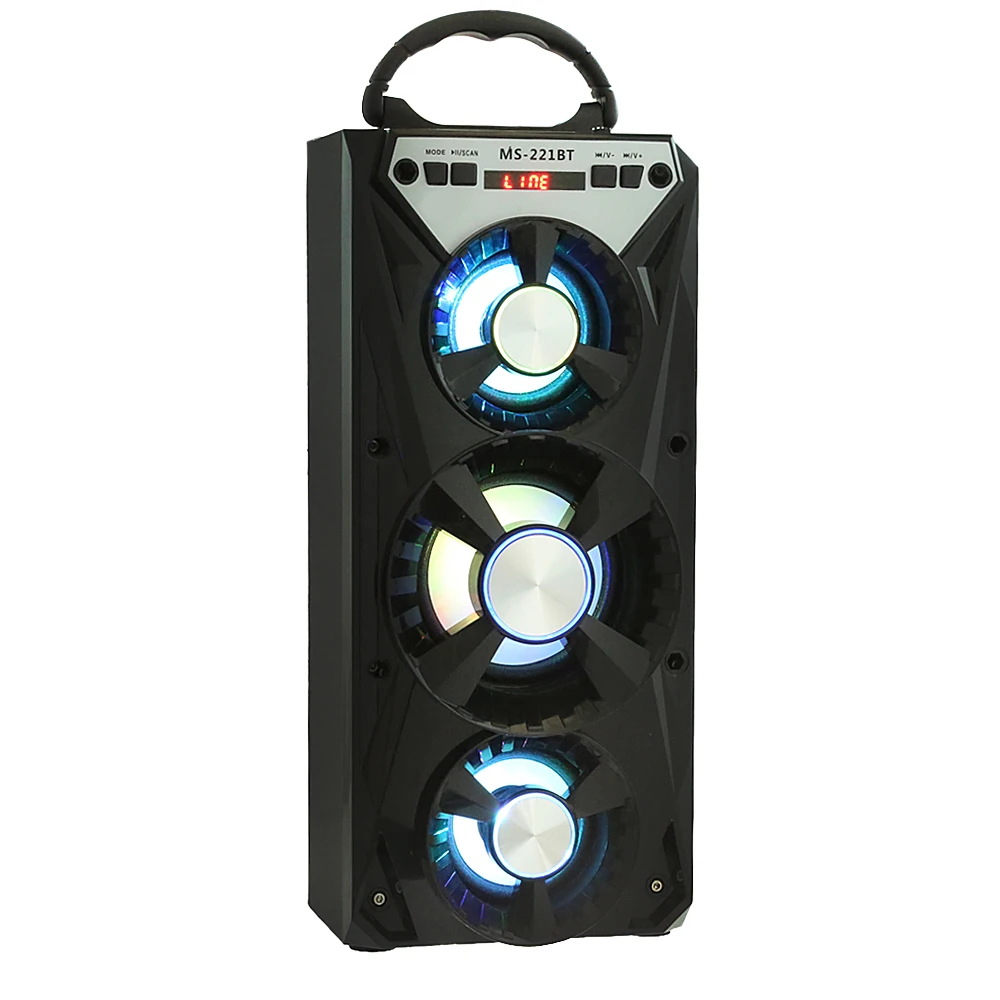 Портативная Bluetooth Колонка Excelvan MS-221BT fm-радио AUX мощная светодиодная подсветка с