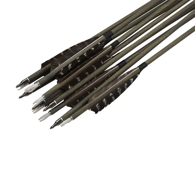 6/12pcs 30inch Archery Carbon Arrow Pure Spine 350 4inch Turkey Feathers Compound/Recurve Bow Shooting Accessories | Спорт и