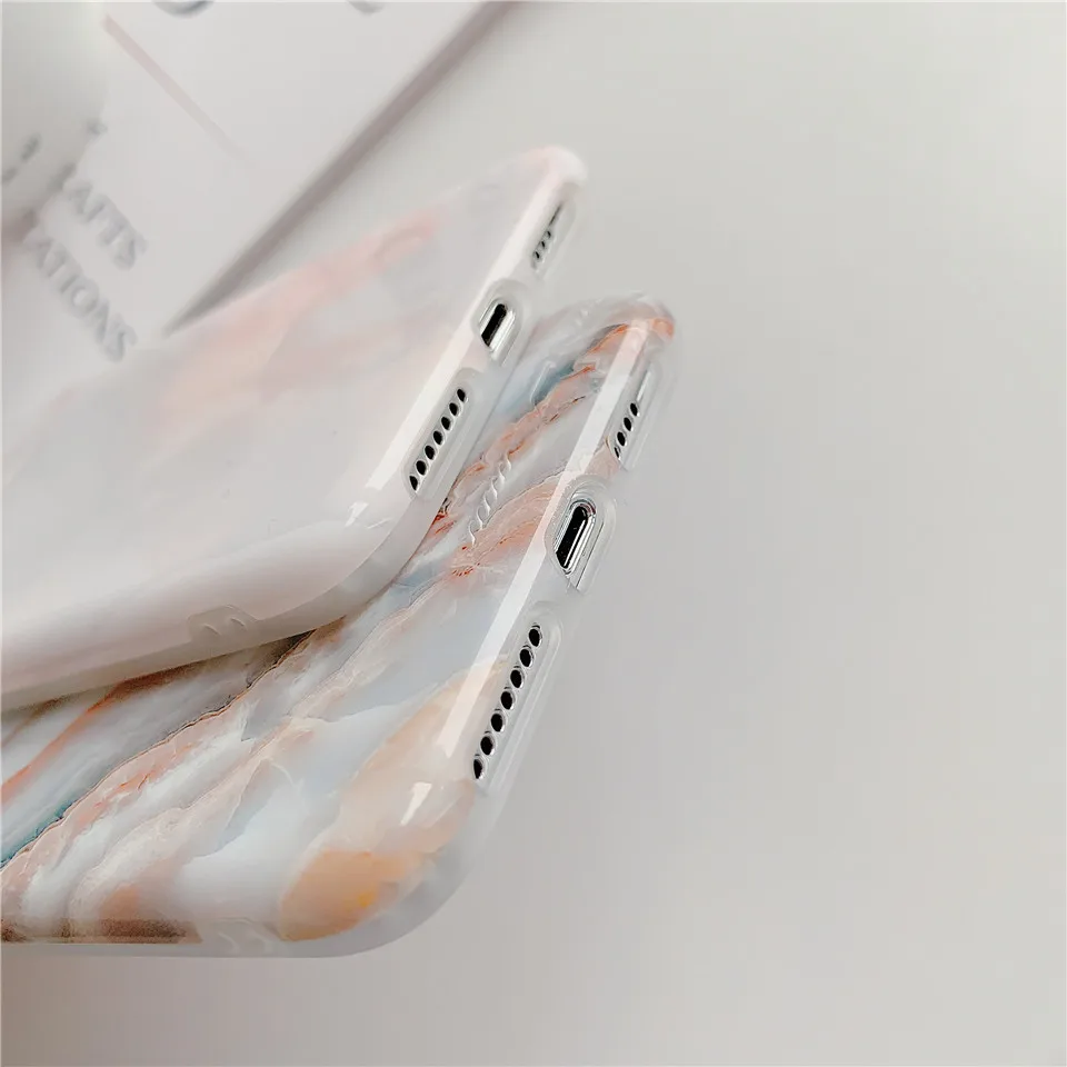Awesome soft TPU stone glossy Marble phone cover For Apple iPhone 8 plus cases XR X 7 6 6s Xs max |