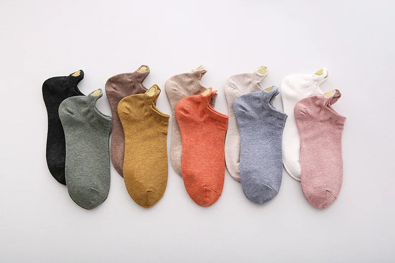 Fashion Socks Woman New Spring 1 Pair Ankle Socks Girls Cotton Color Novelty Women Fashion Cute Heart Casual Socks Lady