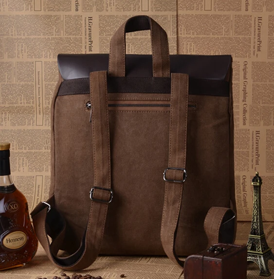 Leather + the new 2015 men canvas backpack bag leisure travel institute wind bags of high quality students school | Багаж и сумки