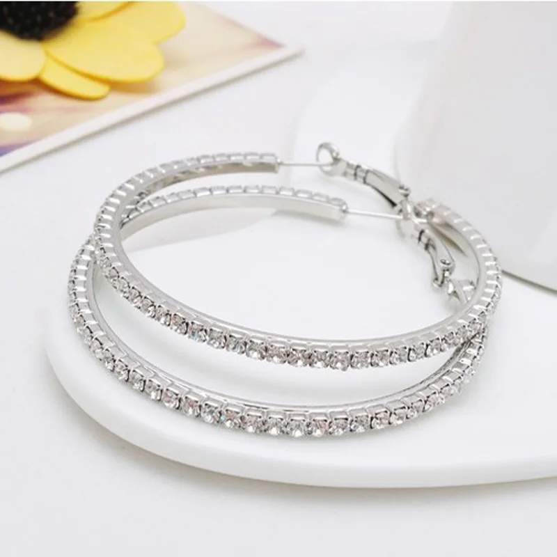 Новый модный элегантный посеребренный большой серьги кольца для женщин полный